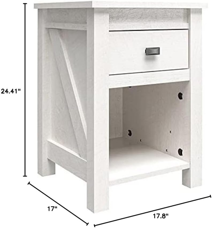 Ameriwood Home Farmington Nightstand, Ivory Oak, 17.8 in X 17 in X 24.41 In