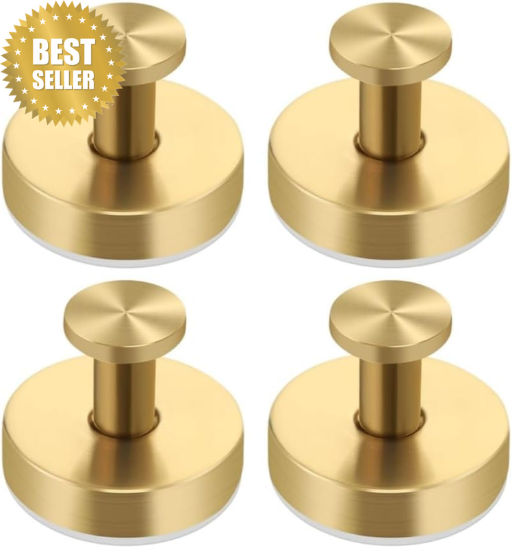 4Pcs Gold Suction Cup Hooks,Suction Cup Hooks for Shower,Removable Towel Hooks f