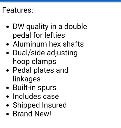 DW Drum Workshop DWCP5002TDL3 Delta II Double Turbo Kick Bass Drum Pedal, Lefty,