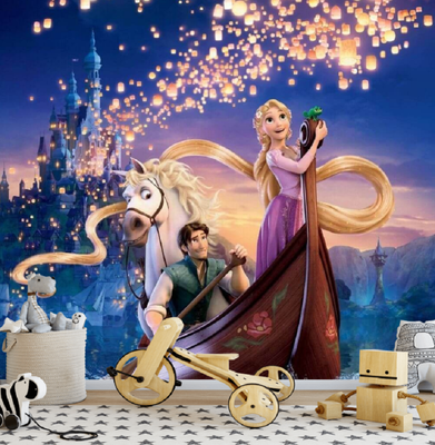 Photo Wallpaper Tangled Rapunzel Flynn Princess Disney Wall Mural Kids Room