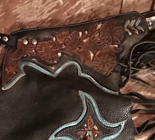 Youth Rodeo Cowboy Western Custom Bull Riding or Bareback Riding Leather Chaps