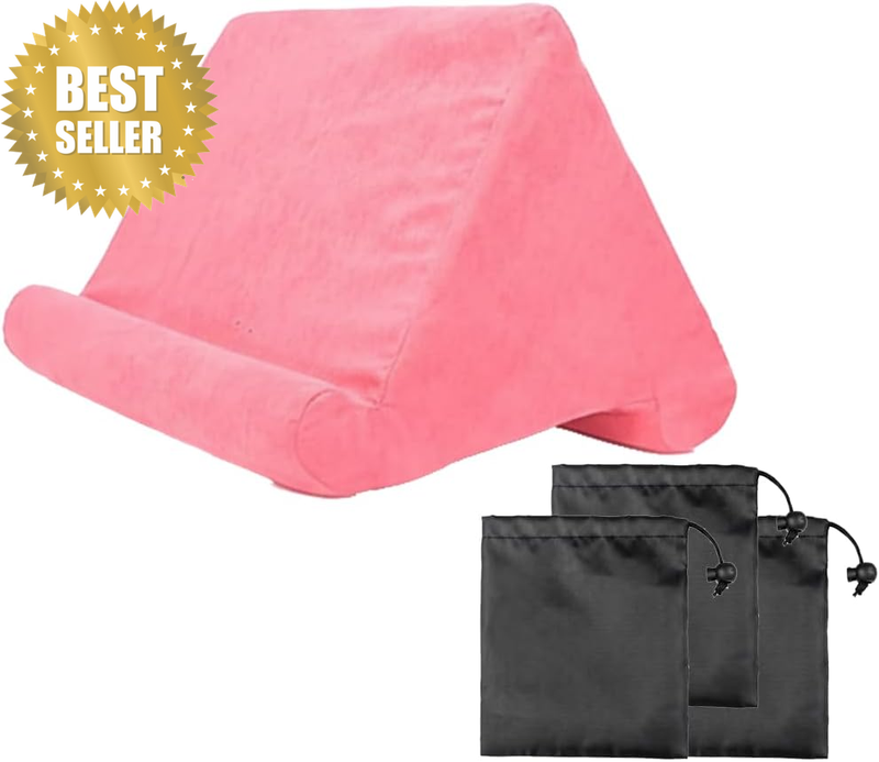 Tablet Pillow Stand with Multi-Angle Viewing and Mesh Storage Pockets, Lap Holde