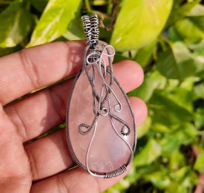 Large rose quartz clearance pendant