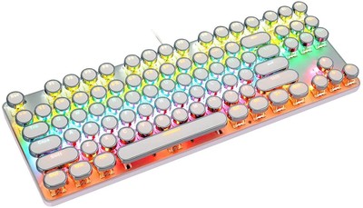 87 Keys Gaming Mechanical Keyboard Typewriter Keyboard Backlit Steampunk LED