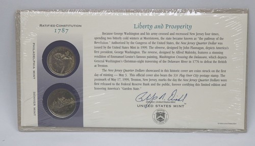 1787 Ratified Constitution Liberty & Prosperity 2~1999 P&D State Quarters UNC