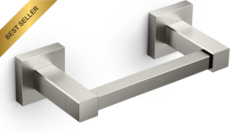 Toilet Roll Holder, Wall Mount Stainless Steel Square Double Post Pivoting Desig