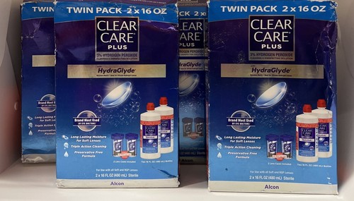 8 BIG 16oz BOTTLES Clear Care Plus HydraGlyde Cleaning and D