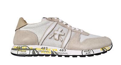 Pre-owned Premiata Men's Sneaker Shoes In Leather And Jersey Fabric Eric_6139 White