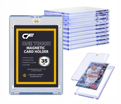 30 Pack Magnetic Trading Sport Card Holders 35pt One-Touch UV Protection Plastic