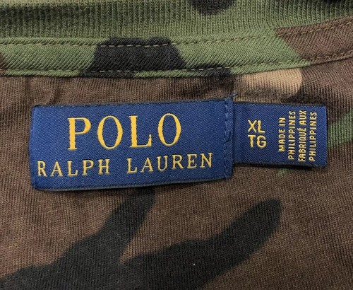 Vintage Mens Polo Ralph Lauren Camo Single-stitched Pocket Tee