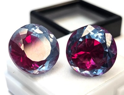 Stunning Pitambari Sapphire For Earring Natural Round Cut 26+ Ct Pair Gemstone