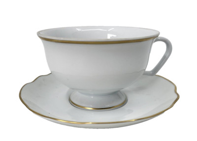 PICKARD GEORGIAN WHITE (GOLD) CUP & SAUCER - 2 1/2'' x 3 7/8''  -0511D