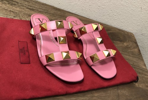 ■VALENTINO■ Roman Stud Mule Sandal Pink XW2S0BK3ZCGGF9 Valentino Garavani Roman Stud Mule 65 Rosa Pink Leather