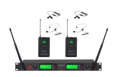 2x100 Channal UHF Wireless Lapel Headset Lavalier Microphone Mic System 22L
