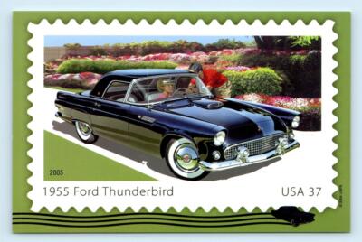 Classic 1955 FORD THUNDERBIRD Sporty Car Stamp Design 4''x6'' Postcard 2005