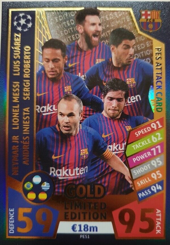 Match Attax Champions League 17 18 limited edition Nordic Club 100 Hero PES Trio