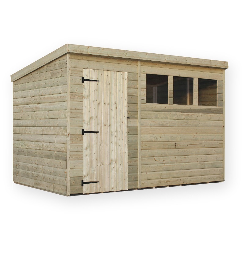 10X7 GARDEN SHED SHIPLAP PENT ROOF TANALISED PRESSURE 