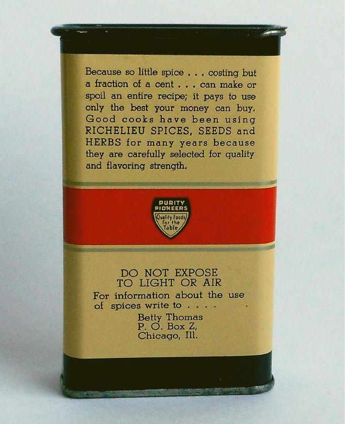 Vintage Richelieu Whole Mustard Seed Sliding Top Tin Sprague Warner Co. Chicago