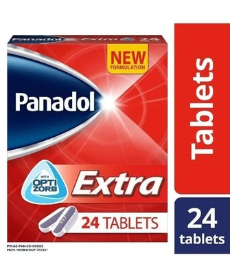 2x Panadol Extra 48 tablets   An analgesic for headaches, joint pain, and tootha