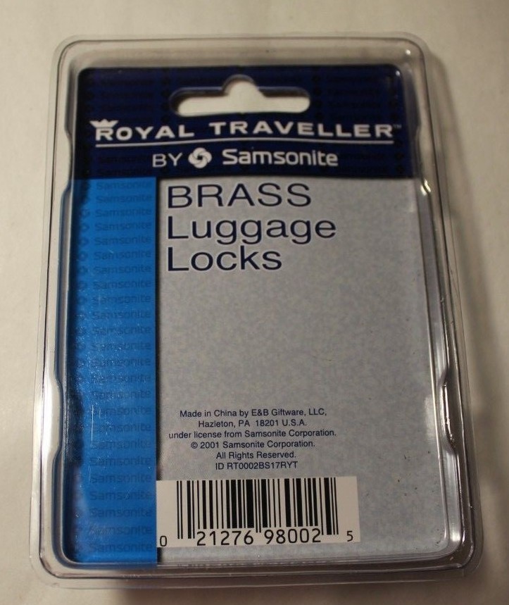 Royal Traveller By Samsonite Brass Luggage Locks Set Of 2 NEW SEALED