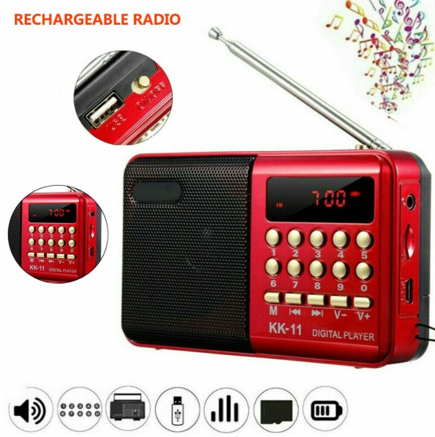 Mini Portable LCD Digital FM Radio Speaker USB SD TF Card Mp