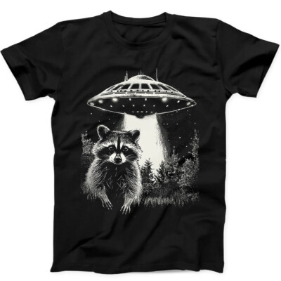 Space Raccoon Sarcastic Aliens UFO Funny Gift Black T Shirt 237