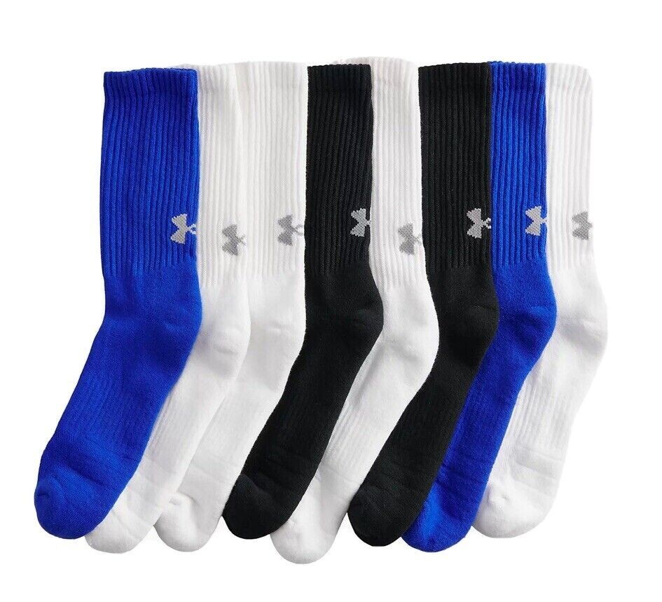 S 6 Pair Blue, White, Black Adult 9-12.5