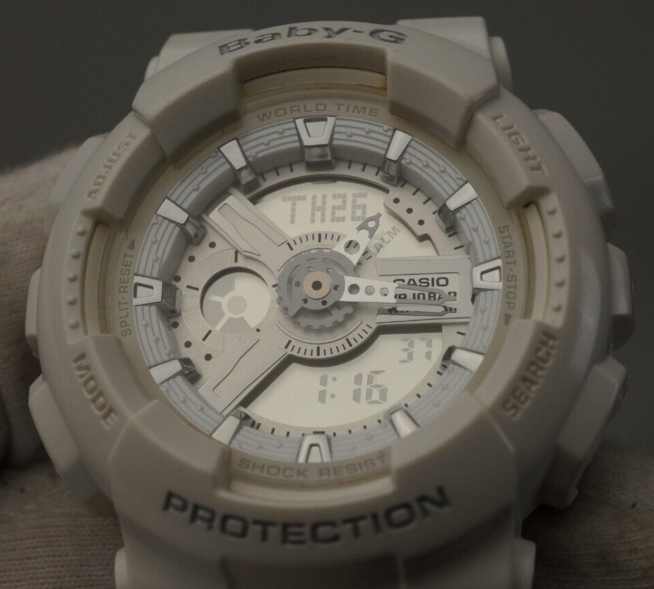 casio babyg gshock ba1107a3 5338 100m 40mm white silver running