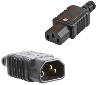 REWIREABLE IEC C13 FEMALE SOCKET C14 MALE PLUG 10A 250VAC INLINE CABLE CONNECTOR