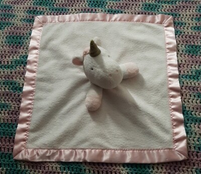 Cloud Island Pink and White Plush Unicorn Glitter Lovey Baby Security Blanket 