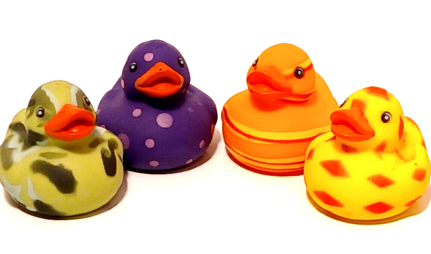 4 Rinco 02720 Collectible Rubber Ducks Purple Orange Green