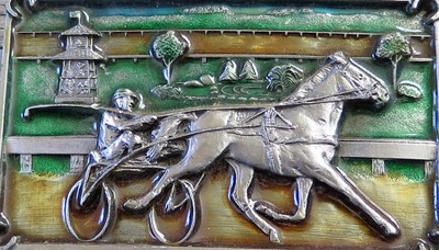 Harness Racing Horse Buggy Bergamot Brass Works 1980's Vintage Belt Buckle