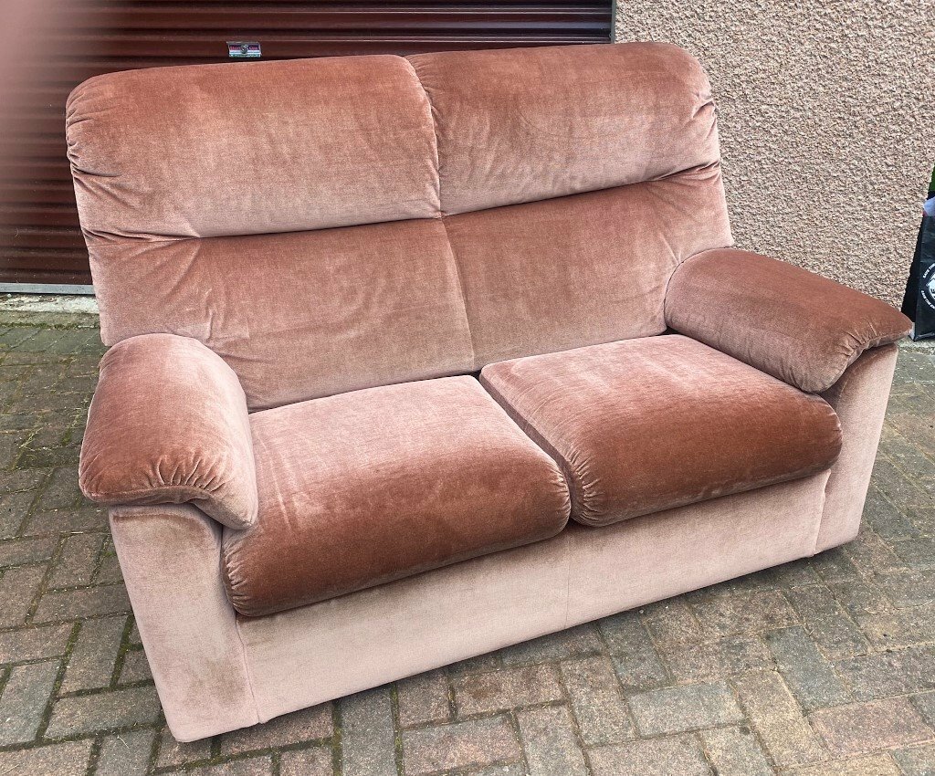Parker Knoll 2 seater sofa in Fox Rose Draylon pile fabrics superb