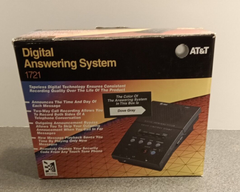 AT&T Digital Answering Machine System 1721 Dove Gray 1993