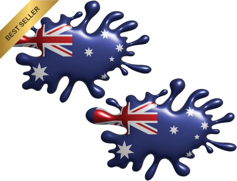 Australian Flag Splat Car Stickers – 2-Pack Flat Vinyl Decals with Printed 3D Ef