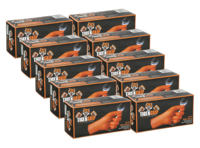 Tiger Grip Nitrile Gloves - 8MIL - Diamond Grip - Hi-VIS Orange - 10 Boxes