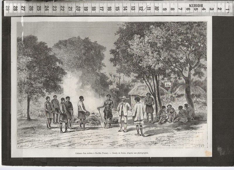 G658 / Gravure /  Cuisson D Un Cochon A Nu-Ofa