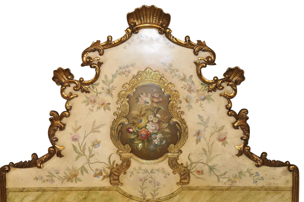 BEAUTIFUL Antique French Hand Painted Italian Baroque Bedroom Set, Floral Art