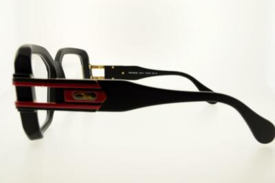 Pre-owned Cazal 623/302 011 57mm Matt Black Frame (side Red) With Clear Lenses