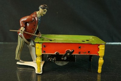 1900'S GUNTHERMANN GERMAN TIN WIND UP BILLIARDS POOL PLAYER VINTAGE ORIGINAL TOY