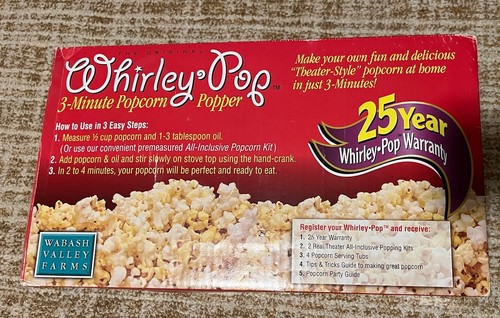 The Original Whirley Pop Popcorn Maker-Aluminum Stovetop Popper, Wood Hand Crank