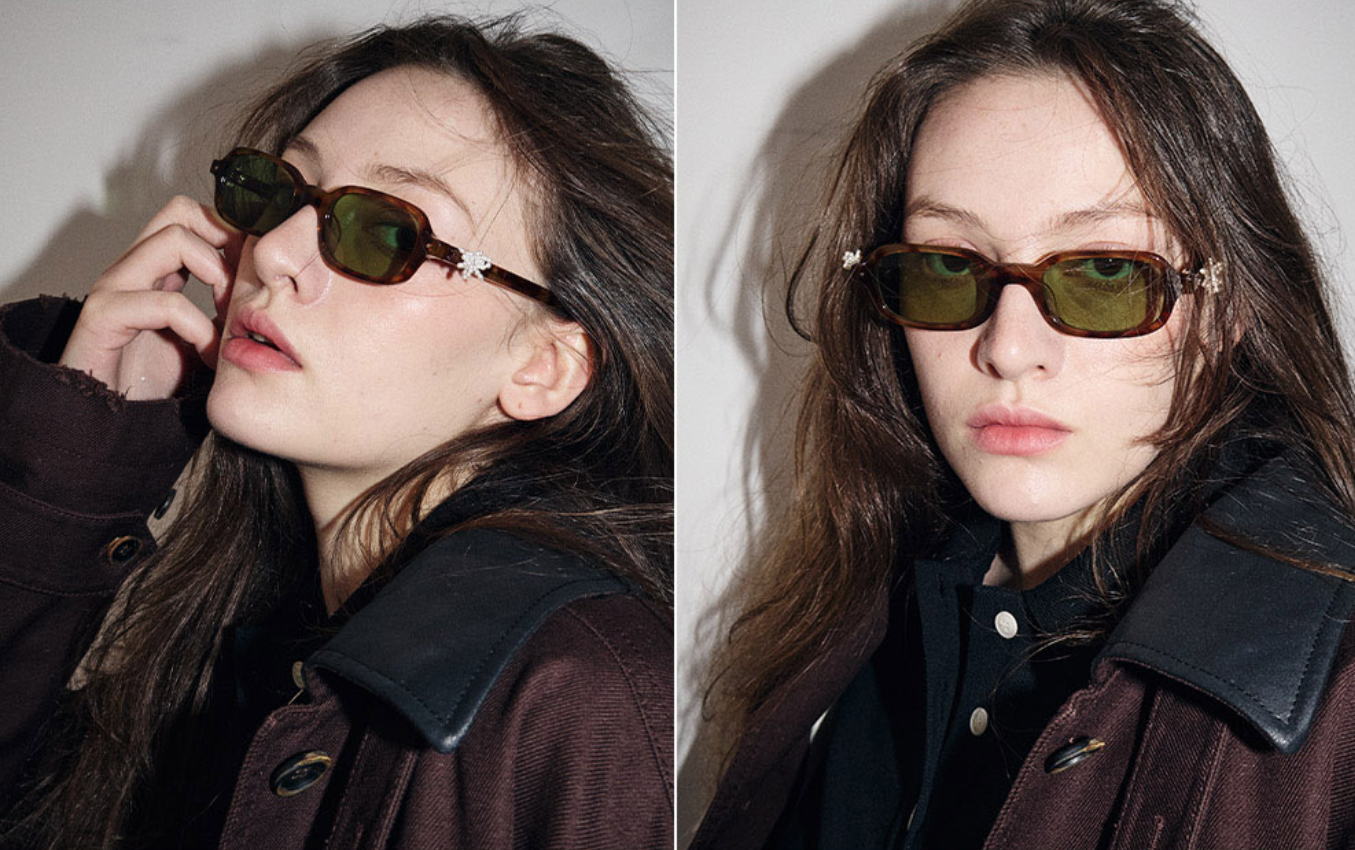 Pre-owned Mardi Mercredi Square Sunglasses M.o-002_tortoise + Ribbon Charm