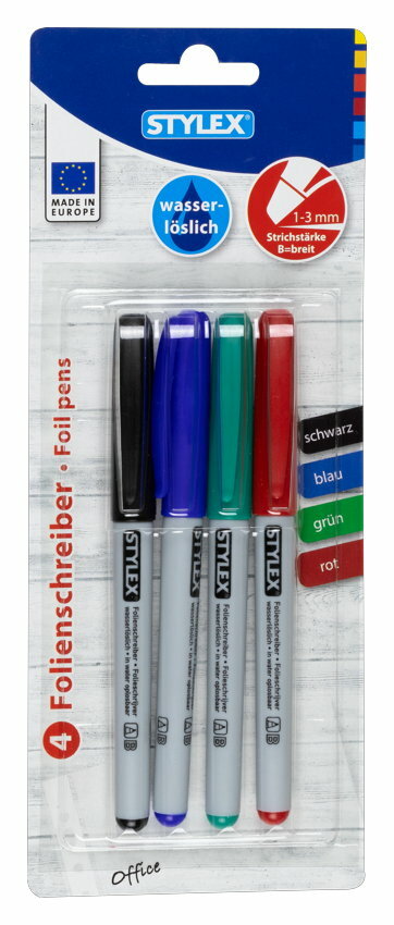 4 x Folienstift Folienschreiber abwischbar OHP Marker non permanent 1-3 mm