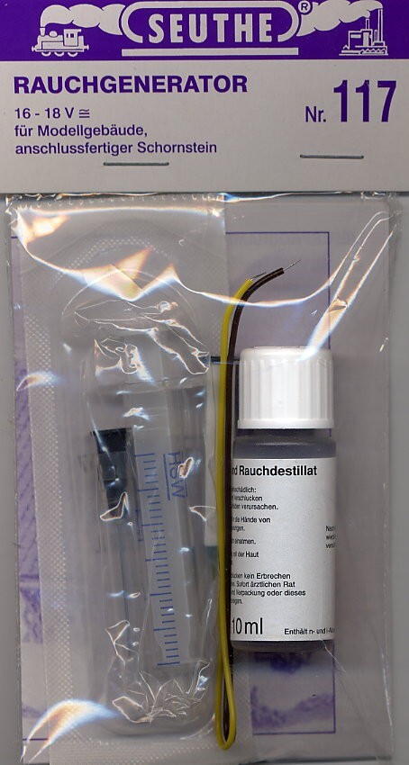 Seuthe 117 set Generatore fumo 10ml Camino Ciminiere Presepe 16-18 Volt H0 1:87