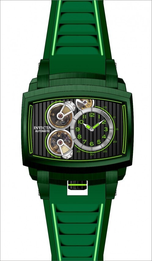 Pre-owned Invicta Akula S-05 Caliber Automatic 52mm Green Silicone Men's Watch