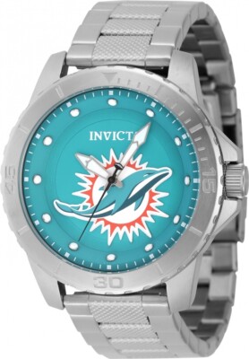 Мужские кварцевые часы Invicta Nfl Miami Dolphins с голубым циферблатом 48087