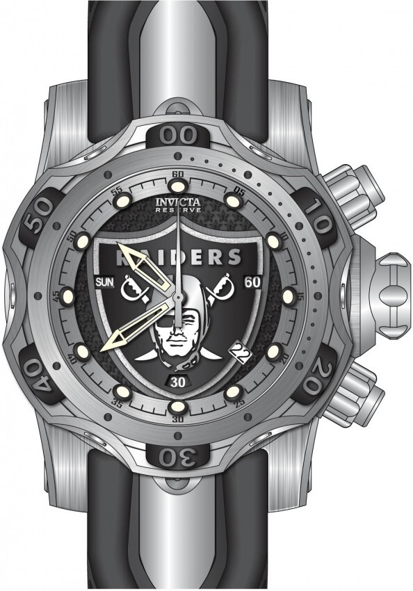 Pre-owned Invicta 33083 Venom Nfl Las Vegas Raiders Swiss Chronograph Watch 52.5mm