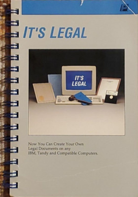 1990 It's Legal Software Manual for IBM/Tandy -Parsons Technology (Book Only)