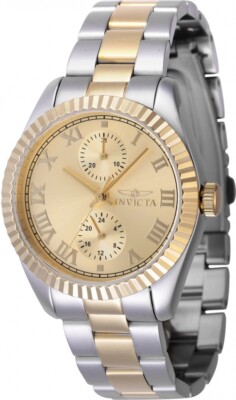 Женские часы Invicta Specialty GMT с золотым кварцевым циферблатом 47442