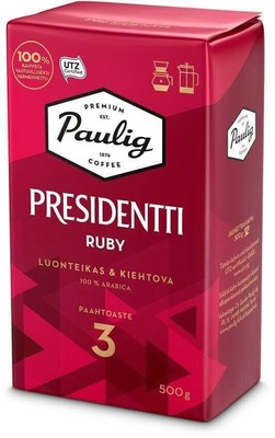 Paulig Presidentti Ruby Filter Ground Coffee 500g, 6-Pack